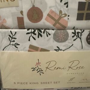 Remi Rose Holiday Presents Neutrals King 6 Piece Sheet Set